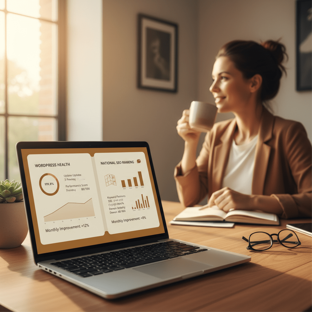single agency for wordpress maintenance and seo - WMS service dashboard showing Astro site performance and SEO metrics in unified monthly report