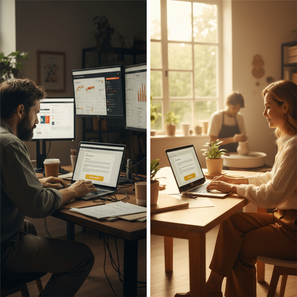 fully managed seo services - comparison of traditional agency meetings versus email-first request workflow