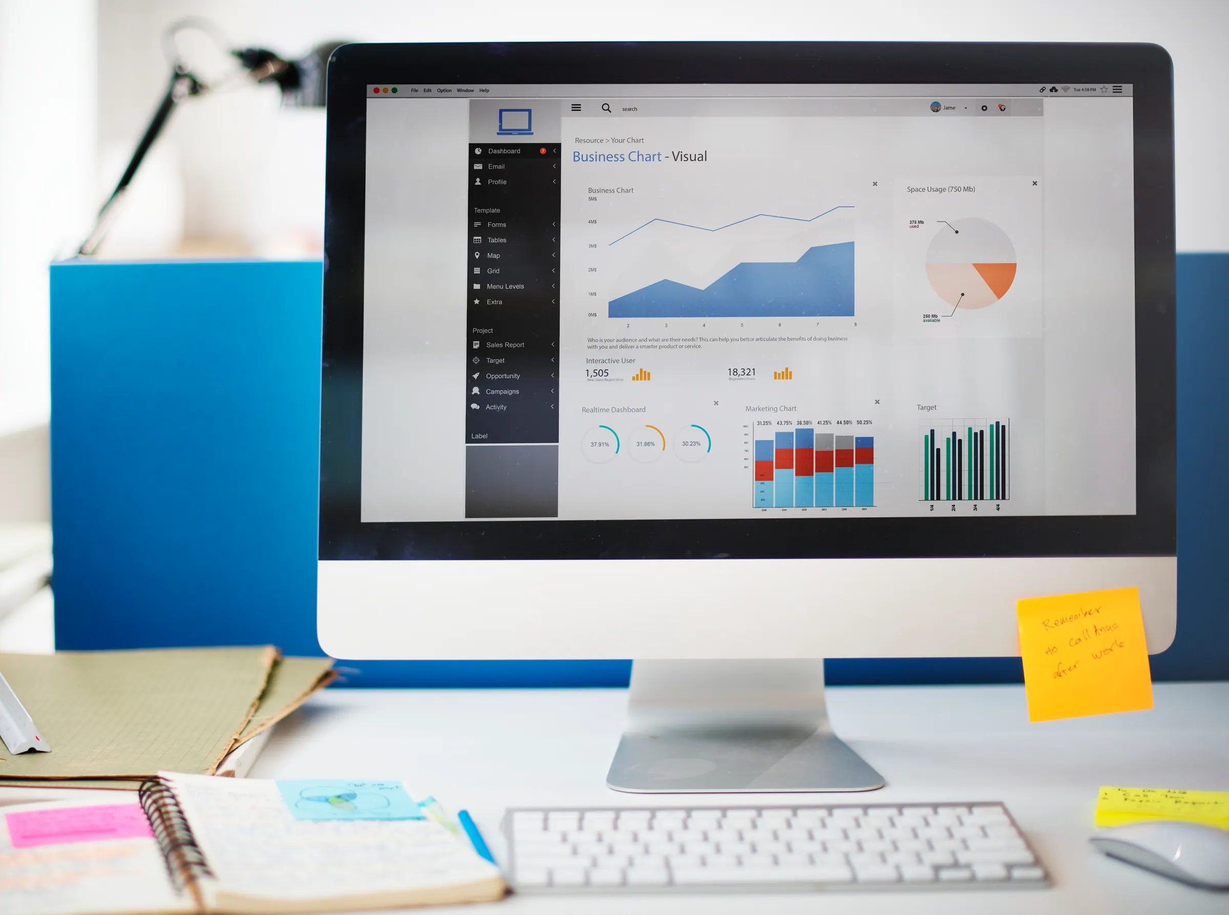 Marketing analytics chart on a laptop screen showing a steady upward trend.