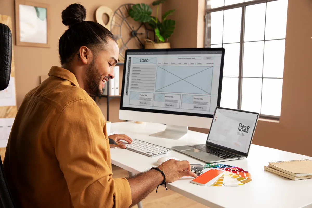 A workspace at a desk — website maintenance is the technical floor that keeps an existing site patched and online.
